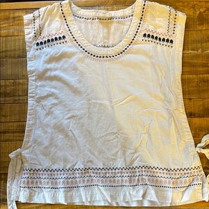 Loft sleeve White Embroidered Women's Top XS